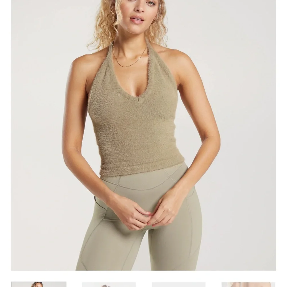 Gymshark Fuzzy Tan Halter Tank Top - Picture 11 of 12